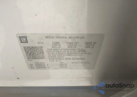 2019 GMC Acadia Slt-1 из США, поврежденный, VIN 1GKKNULS4KZ236054